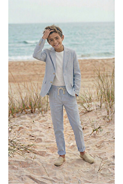 rg kidsstore Young Men's 100% Linen Fabric Suit, 3-Piece Suit_Rg3361
