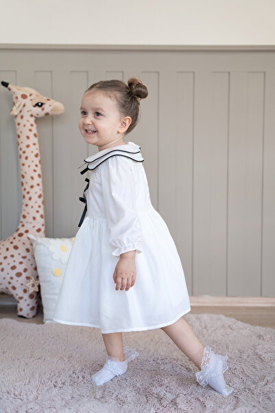 ALYRA Детска рокля в корейски стил с дълги ръкави, подплатена, с панделка, от лен, за Коледа