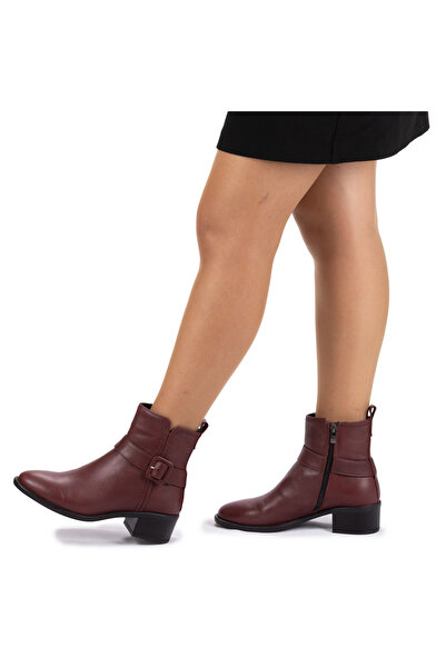 TwoEgoist Kadın Hakiki Deri 4.5 cm Topuklu El Yapımı Tokalı Rahat Günlük Bot