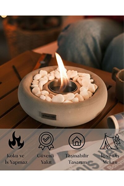 betonartt Masa Üstü Şömine ( Lots ) Ateş Çukuru ( 0,5l ) Bioethanol Şömine Ya...