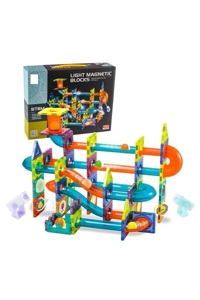 indiggo Set Constructie Magic Light Magnets Indiggo®, 110 Piese, Magneti, Lumineaza in Intuneric, STEM