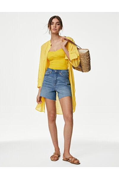 Marks & Spencer Saf Pamuklu Regular Fit Plaj Gömleği