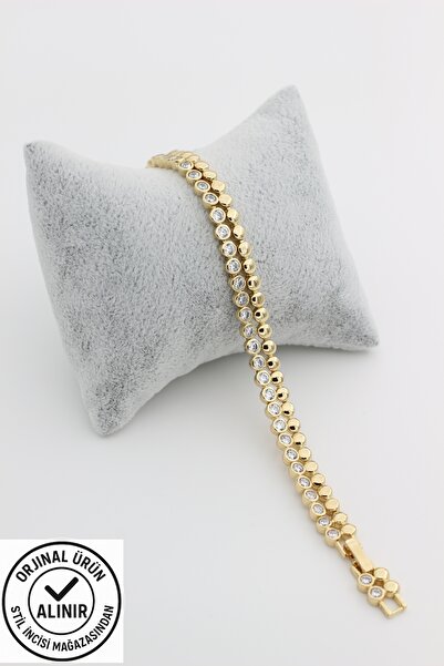 XUPING JEWELRY سوار مجوهرات XUPING بتصميم اللؤلؤ/حجر مزدوج على شكل مسار مائي