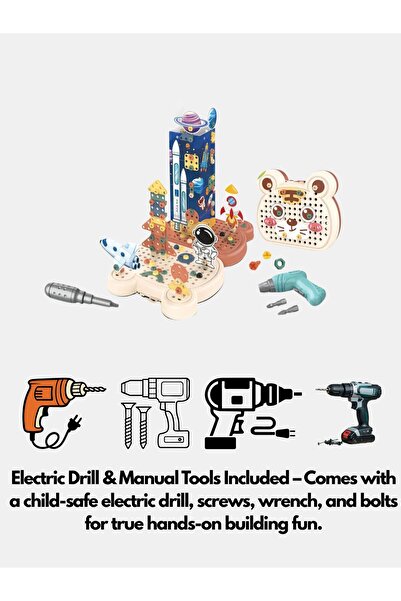 TSUMAB Kids Creative Puzzle Drill Set – 168 Pcs 3D Space Building Toy