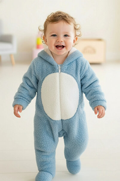 Lindakids Peluş Tavşan Kulaklı Önden Fermuarlı Patikli Welsoft Kumaş Peluş Be...