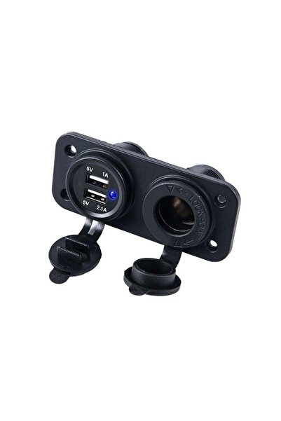 KaravanMalzemecim Şarj Söketi Marin Tip + Çiftli USB Girişi 12v Set