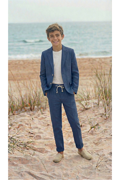 rg kidsstore Young Men's 100% Linen Fabric Suit, 3-Piece Suit_Rg3361