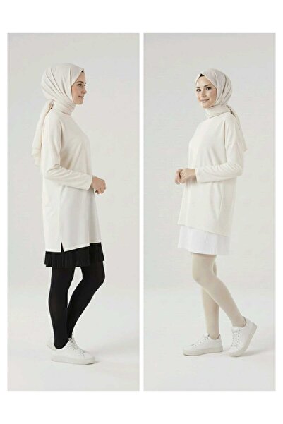 Modabenna Ecru-negru Pachet de 2 fuste pentru femei, căptușeală elastică plisată, mini-fuste pentru femei, lenjerie de corp plisată