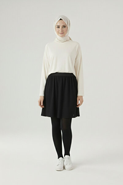 Modabenna Μαύρη γυναικεία ελαστική πλισέ γυναικεία μίνι φούστα εσωτερική επένδυση πλισέ πλισέ