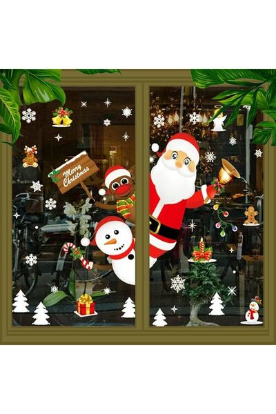 Genel Markalar Yılbaşı Noel Sticker Renkli Noel Baba Kardan Adam Model 70x50 cm