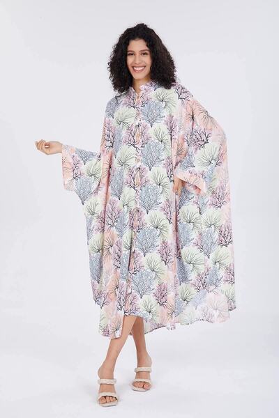 della moor Φόρεμα με μοτίβο δέντρου της ζωής σε σκόνη oversized casual φαρδύ ...