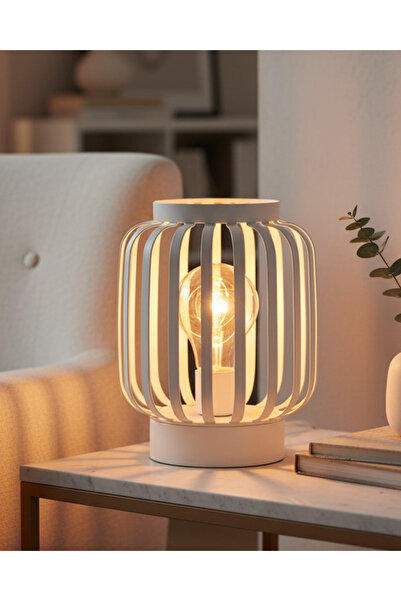 REDTAG White Metal LaNtern Lamp With Led Bulb