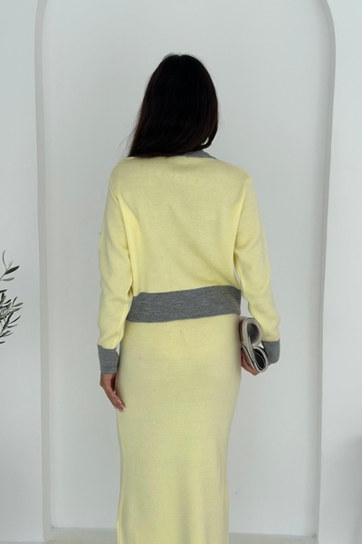 Noi Belis Crew Neck Cardigan Midi Skirt Knitwear Bottom-Top Set Aw25Au0039