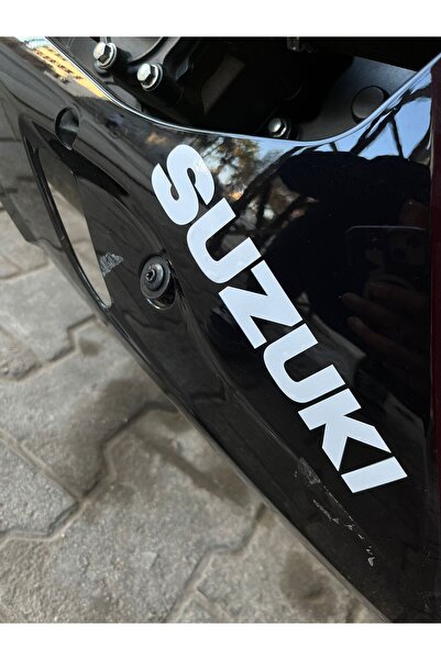 Mavera Stickers Suzuki Beyaz Sticker (2 Adet) 16 cm Motor-Kask İçin