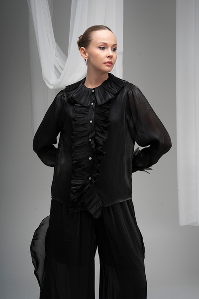 Lila Rose Fırfırlı Haraketli Organze Gömlek