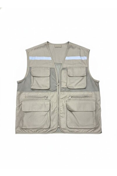 Generic Men's Multi-Pocket Work Vest in Black | Lightweight Mesh Safety Vest with Reflective Strip