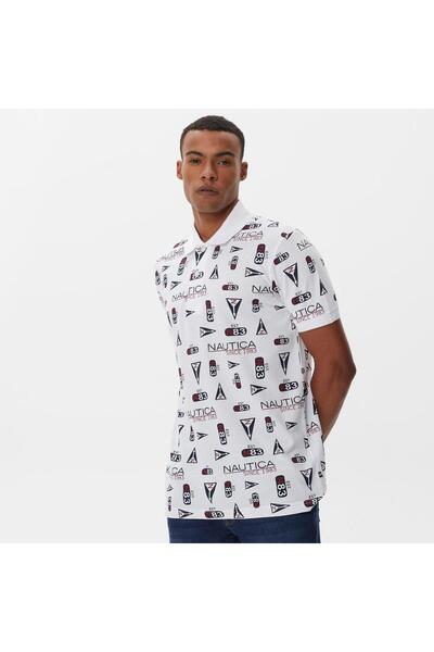 Nautica Men's White Short Sleeve Polo Neck T-Shirt