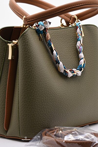 Jasmin Khaki Shoulder Strap Three Compartment Women's Shoulder Bag