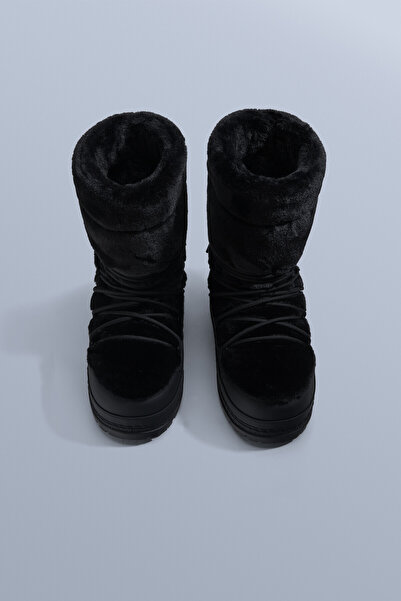 Oysho Lace-up technical faux fur boots