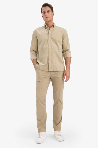 DeFacto Ανδρικό πουκάμισο ανοιχτό χακί E9024AX/KH475