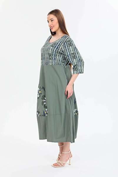 della moor Khaki Italian Floral Patterned Robe Casual Dress