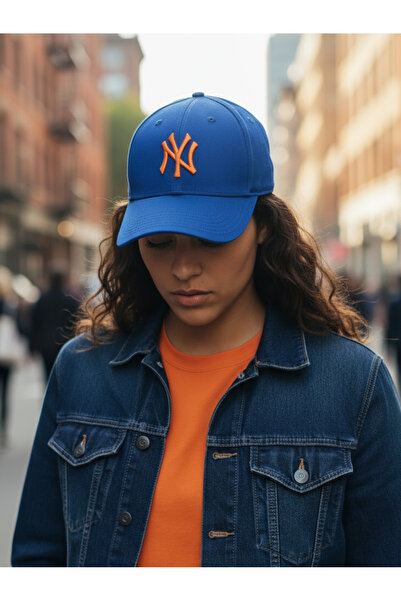 Trucker قبعة نيو يارك يانكي موديل أزرق بلون الكوبالت باللون الأزرق
