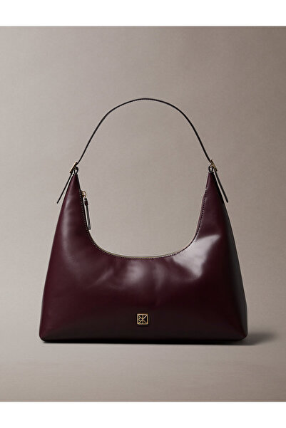 Calvin Klein Emblem Logo Smooth Leather Shoulder Bag