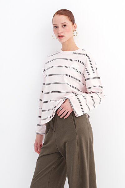 Addax Striped Long Sleeve T-Shirt B10576