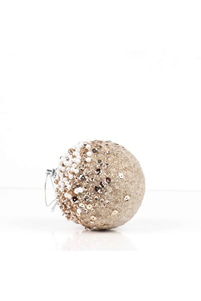 Ritzz Στολίδι από πεύκο με λεπτομέρειες από πέρλες και παγιέτες σε χρώμα σαμπάνιας 8 εκ.