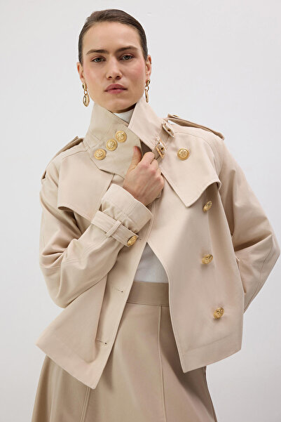 Touché Privé Kisa Belted K Double-Breasted Trench Coat