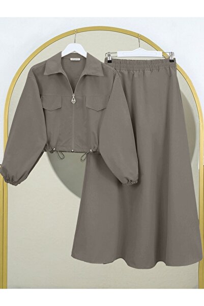Modamorfo Elastic Waist Skirt Set - Toprak