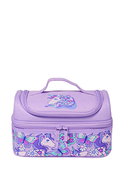 SMIGGLE Hi There Unicorn Desenli Lila Çift Katlı Unisex Çocuk Beslenme Çantası