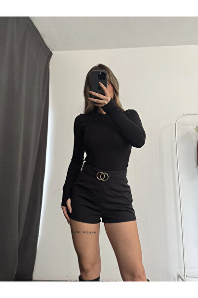 nona butik Σορτς με λεπτομέρεια Cole Belt - Μαύρο