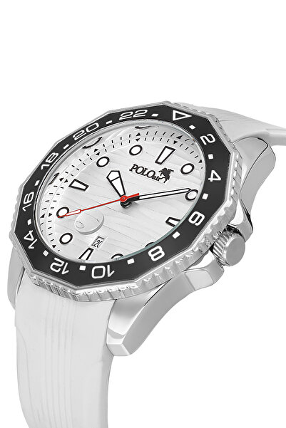 Polo Air Mercek Calendar Rotating Case Silicone Men's Wristwatch White Black Silver Color Pl-7049E5X