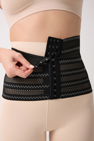 MİSTİRİK Norma Uzun Model Delikli Hava Alabilen Sarkma Önleyici Korse Siyah Renk