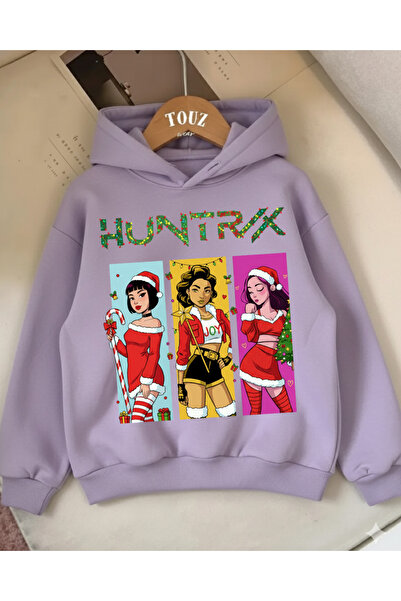 Toum Коледна младежка KPop Demon Hunters 3-слойна дебела суитшърт с качулка