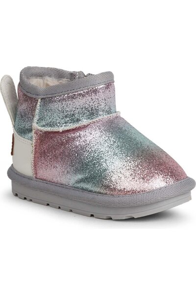 BUCKHEAD Shasta Girl's Gray Color Fur Inside Glittery Zippered Boots (Size 21-30)