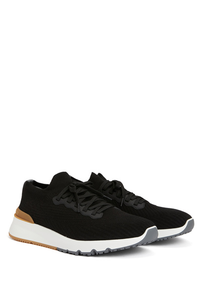 Brunello Cucinelli Siyah Çorap Formlu Erkek Sneaker