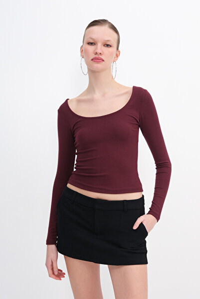 Addax U Neck Basic Modal Blouse B4410