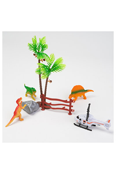 Nurio Figure Set - Dinosaurs and Helicopter (Multicolor)