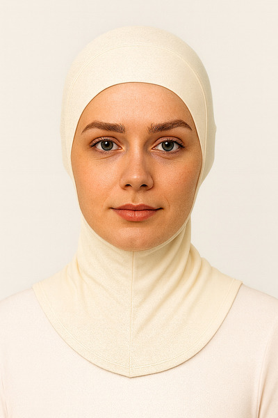 Merve Nayir Women's Hijab Practical Neck Collar Ninja Bonnet Cream Sports Bonnet
