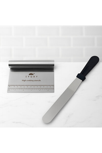 DailyHome Paslanmaz Çelik Hamur Kesme ve Pasta Sıvama Spatula Seti – Profesyo...