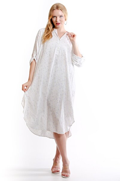 della moor Λευκό ιταλικό φόρεμα με σχέδιο Daisy O oversized