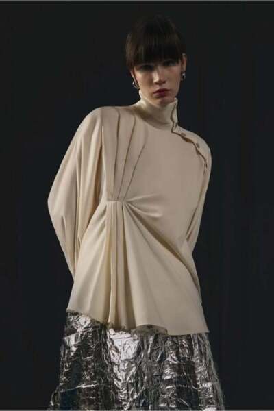 Touche Asimetrik Poplin Gömlek Bej