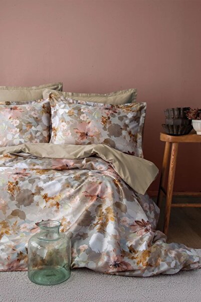 İssimo Home Swan 210 Tc (83 Thread) Digital Cotton Satin Double Duvet Cover Set