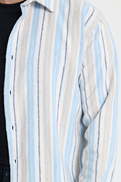 Tudors Men's Relax Fit Comfortable Cut Sports Collar Striped Lumberjack Shirt