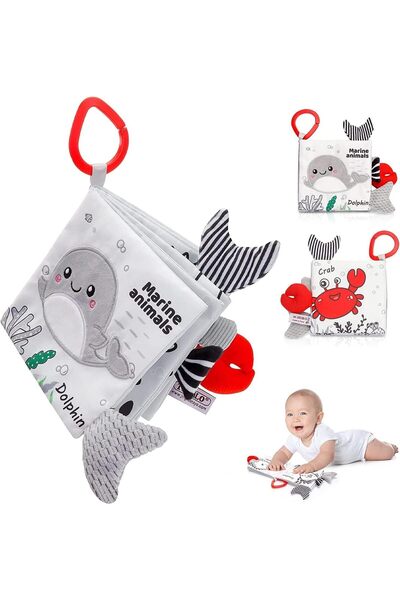X SPRING Baby Cloth Crinkle Book – Soft High-Contrast Sensory Toy for 0-12 Months