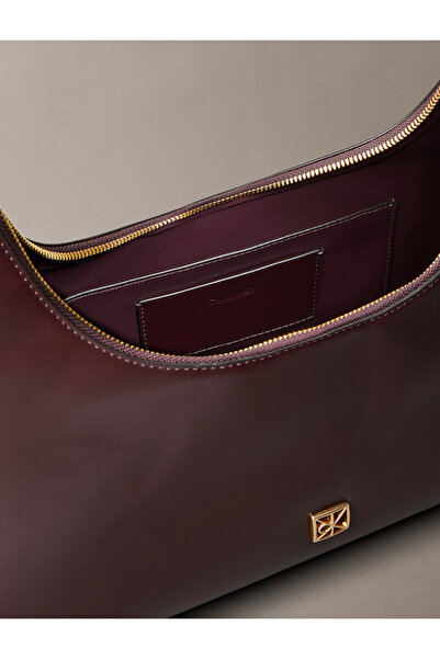 Calvin Klein Emblem Logo Smooth Leather Shoulder Bag