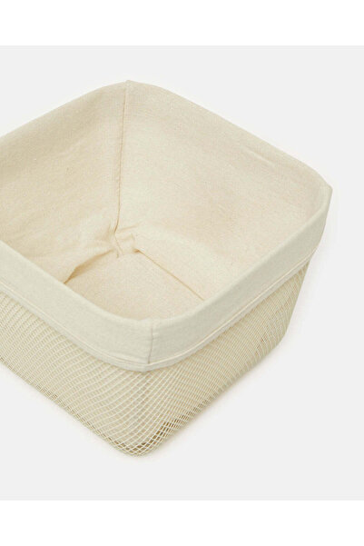 REDTAG White Metal Square Basket With Fabric