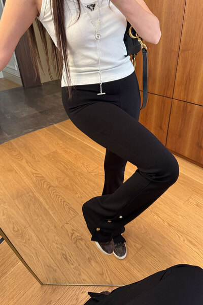 MAGARDE Buttoned Leggings - Black